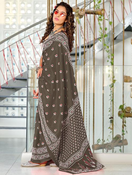 women printed ready to wear saree with blouse - 21960196 - Very Small Image - 1