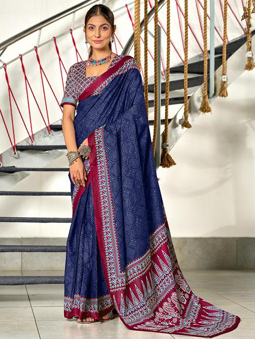 women bandhani printed ready to wear saree with blouse - 21960204 - Very Small Image - 1