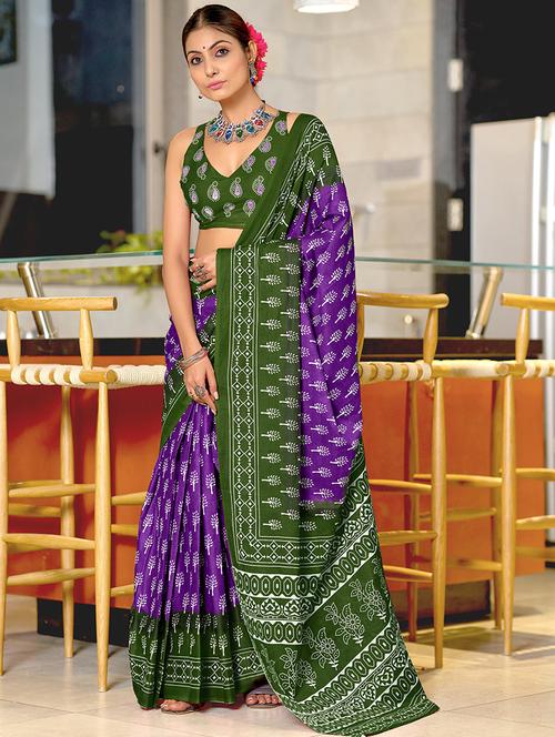 women printed ready to wear saree with blouse - 21960221 - Very Small Image - 1