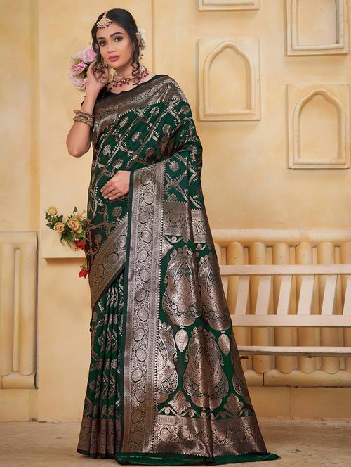 women self design banarasi saree with blouse - 21960312 - Very Small Image - 1