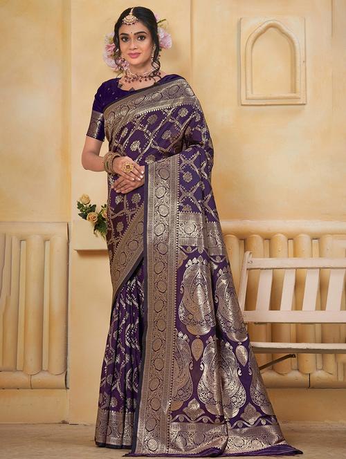 women self design banarasi saree with blouse - 21960315 - Very Small Image - 1