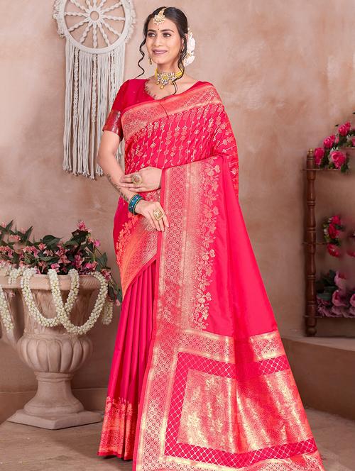 women self design banarasi saree with blouse - 21960331 - Very Small Image - 1