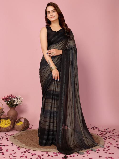 women striped ready to wear saree with blouse - 21960368 - Very Small Image - 1