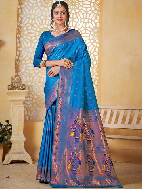women self design paithani saree with blouse - 21960424 - Very Small Image - 1