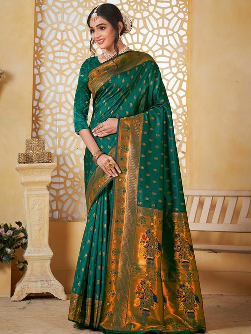 women self design paithani saree with blouse - 21960425 - Very Small Image - 1