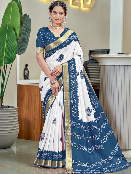 women bandhani printed saree with blouse - 21960491 - Very Small Image - 1
