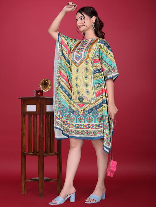 women printed kimono sleeve kaftan dress - 21960623 - Very Small Image - 1