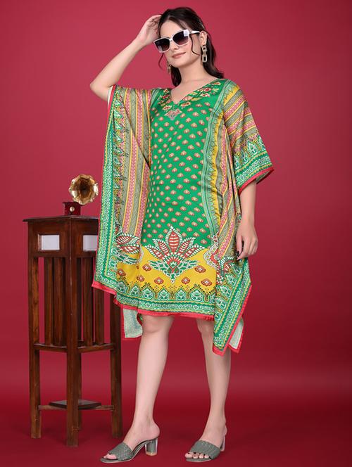 women printed kimono sleeve kaftan dress - 21960624 - Very Small Image - 1