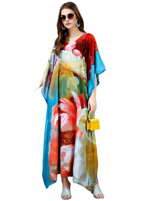 women printed kimono sleeve kaftan dress - 21960644 - Very Small Image - 1