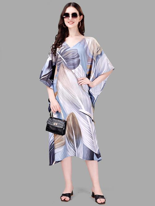 women printed kimono sleeve kaftan dress - 21960658 - Very Small Image - 1
