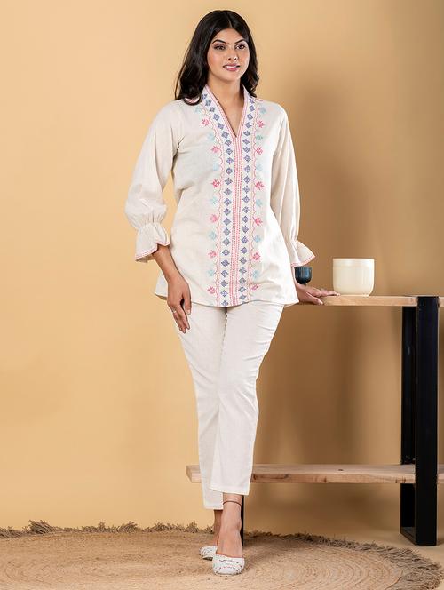 women embroidered long sleeve ethnic co-ord set - 21962348 - Very Small Image - 1