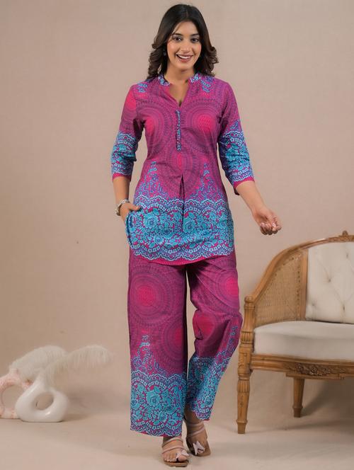 women three quarter sleeve ethnic co-ord set - 21962357 - Very Small Image - 1