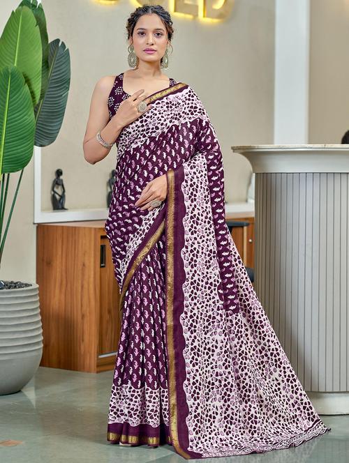 women printed casual wear saree with blouse - 21962384 - Very Small Image - 1