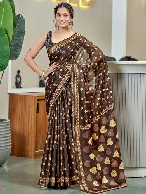 women printed casual wear saree with blouse - 21962398 - Very Small Image - 1