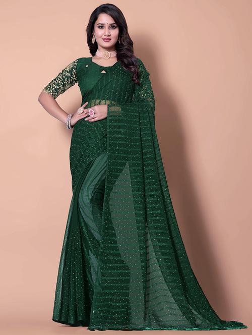 women striped embellished saree with blouse - 21962485 - Very Small Image - 1