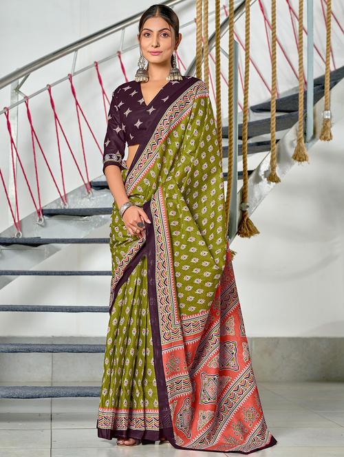 women printed casual wear saree with blouse - 21962977 - Very Small Image - 1