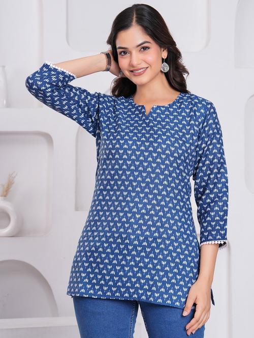 women printed notch neck straight kurti - 21963063 - Very Small Image - 1