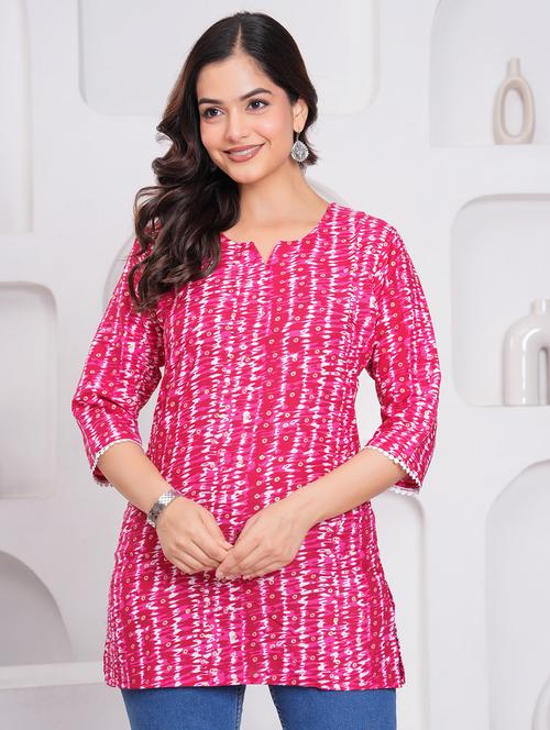 women printed notch neck straight kurti - 21963065 - Very Small Image - 1