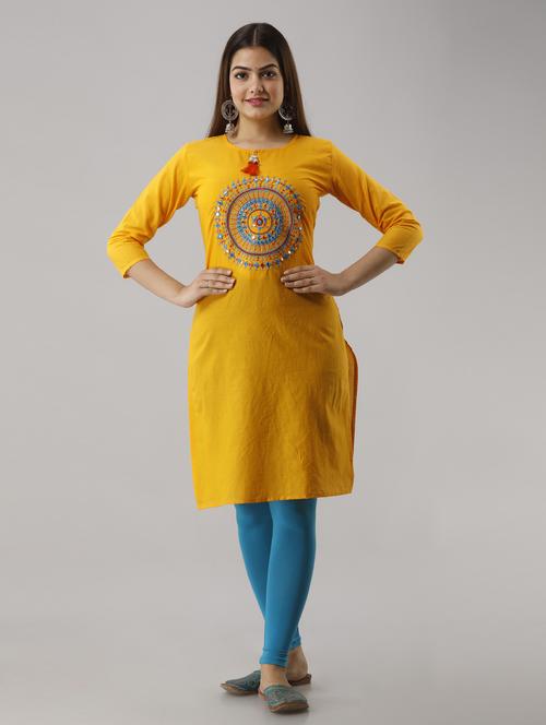 women three quarter sleeve straight kurta - 21965090 - Very Small Image - 1