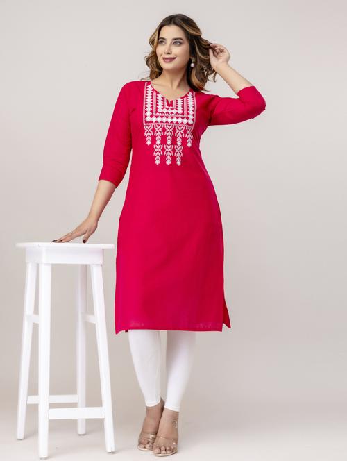 women three quarter sleeve straight kurta - 21965091 - Very Small Image - 1