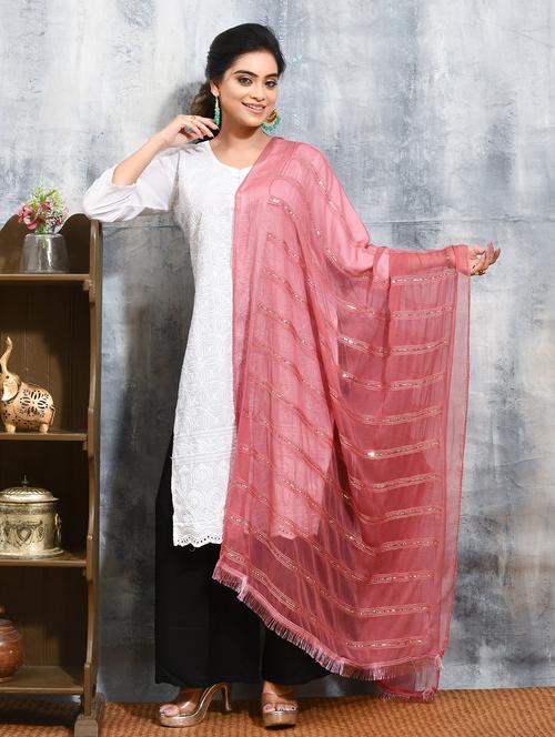 women solid with work embroidered dupatta - 21965789 - Very Small Image - 1