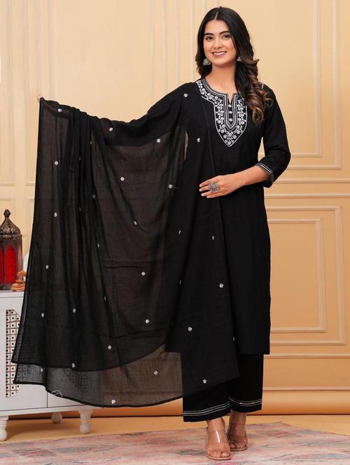 women three quarter sleeve kurta pant with dupatta set - 21966712 - Very Small Image - 1