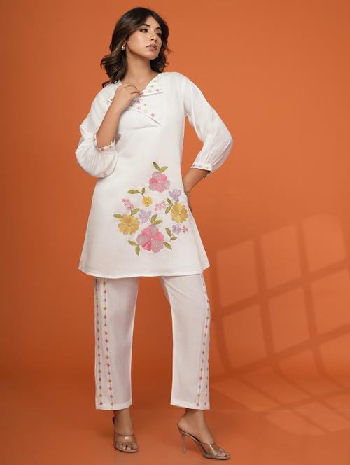 women embroidered three quarter sleeve ethnic co ord set - 21967277 - Very Small Image - 1
