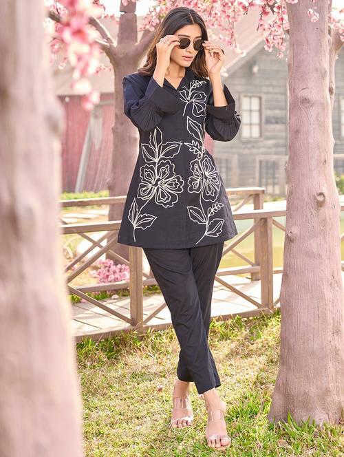 women embroidered long sleeve ethnic co-ord set - 21967303 - Very Small Image - 1