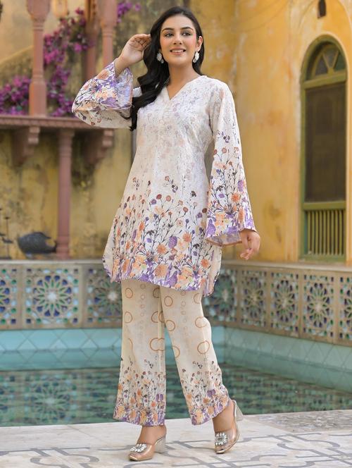 women embroidered long sleeve ethnic co-ord set - 21967348 - Very Small Image - 1