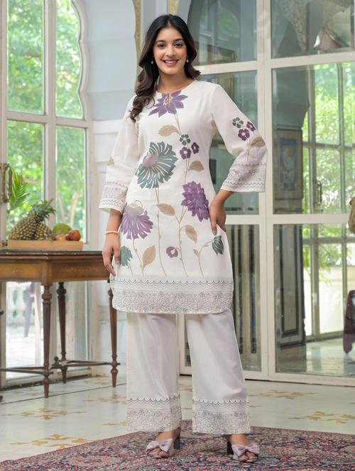 women floral long sleeve ethnic co-ord set - 21967374 - Very Small Image - 1