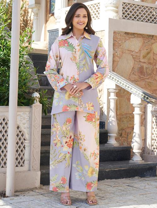 women floral long sleeve ethnic co-ord set - 21967378 - Very Small Image - 1