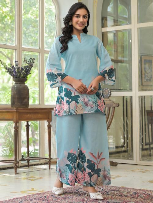 women floral three quarter sleeve ethnic co-ord set - 21967381 - Very Small Image - 1