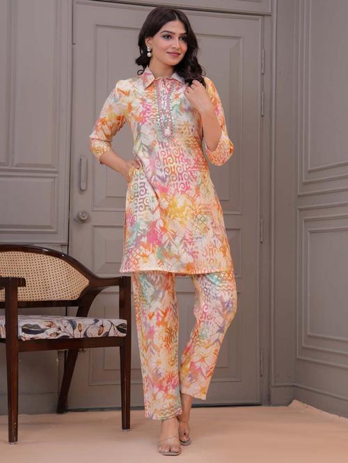 women three quarter sleeve ethnic co-ord set - 21967979 - Very Small Image - 1