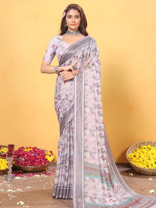 women floral printed saree with blouse - 21968138 - Very Small Image - 1