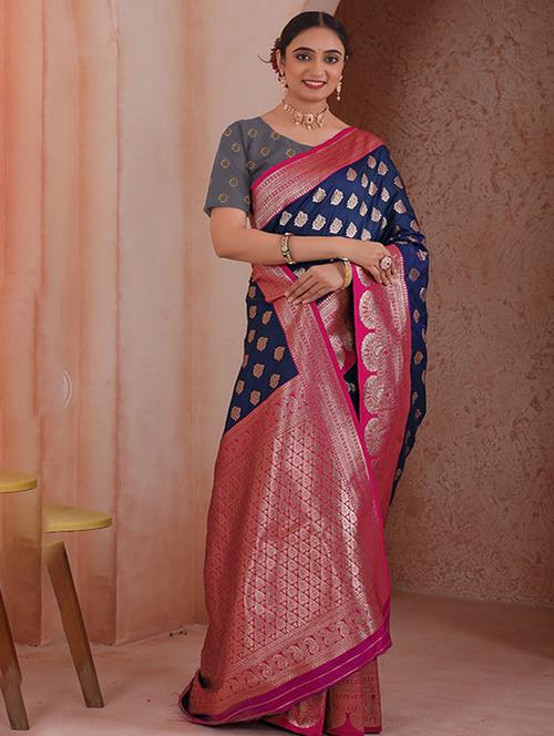 women self design banarasi saree with blouse - 21968753 - Very Small Image - 1