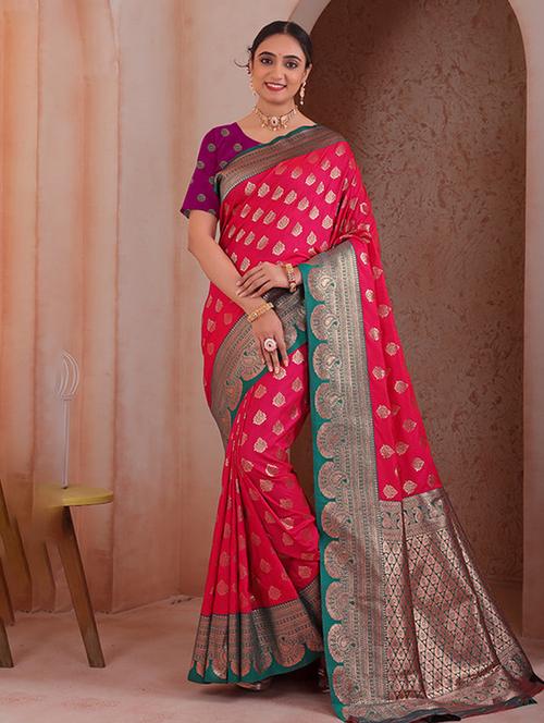 women self design banarasi saree with blouse - 21968758 - Very Small Image - 1