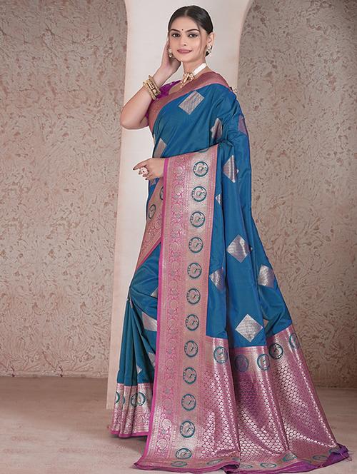 women self design banarasi saree with blouse - 21968761 - Very Small Image - 1