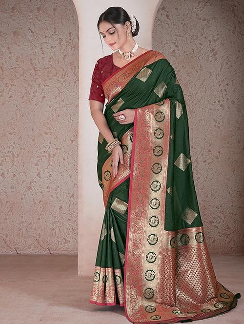 women self design banarasi saree with blouse - 21968762 - Very Small Image - 1