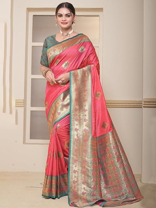 women self design banarasi saree with blouse - 21968773 - Very Small Image - 1