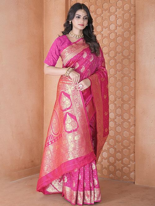 women self design banarasi saree with blouse - 21968786 - Very Small Image - 1