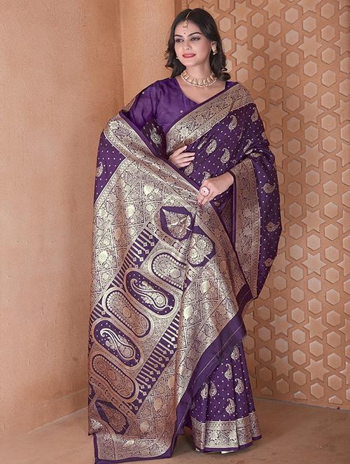 women self design banarasi saree with blouse - 21968789 - Very Small Image - 1