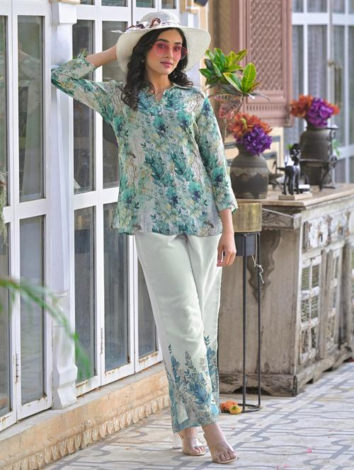 women three quarter sleeve ethnic co-ord set - 21969756 - Very Small Image - 1