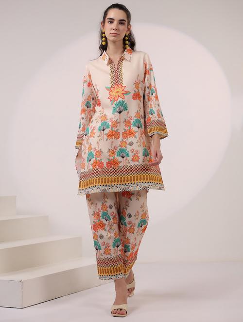 women three quarter sleeve ethnic co-ord set - 21969765 - Very Small Image - 1
