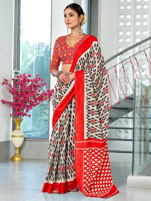 women printed casual wear saree with blouse - 21970974 - Very Small Image - 1