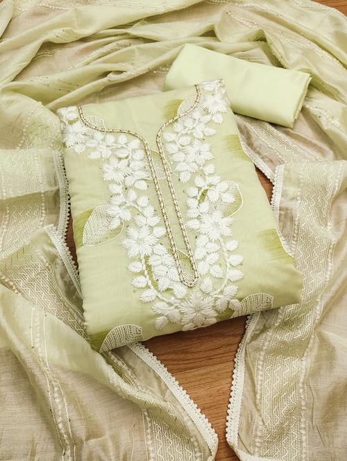 women printed embroidered unstitched suit set - 21972477 - Very Small Image - 1