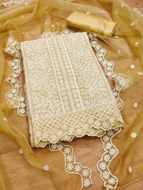 women solid with work embroidered unstitched suit set - 21972705 - Very Small Image - 1