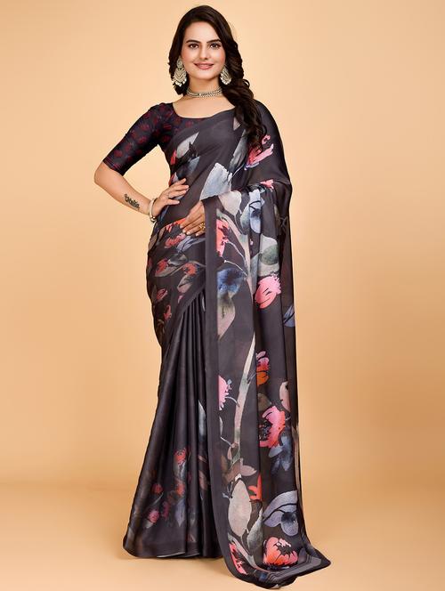 women floral printed saree with blouse - 21975247 - Very Small Image - 1