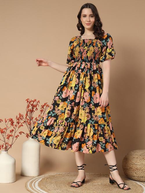 women floralprint puff sleeve tiered dress - 21975415 - Very Small Image - 1