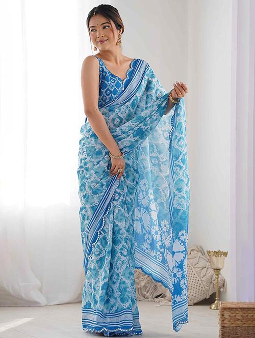 women printed casual wear saree with blouse - 21976147 - Very Small Image - 1