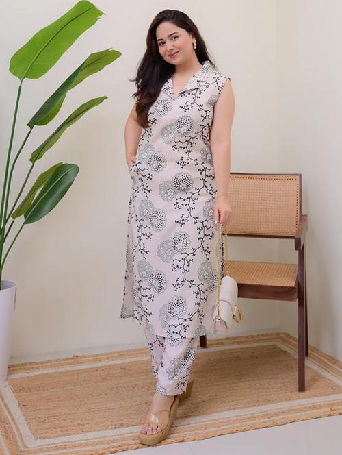 women floral printed sleeveless kurta pant set - 21979266 - Very Small Image - 1
